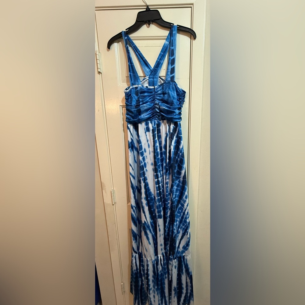 Blue Tie-Dye Maxi Dress